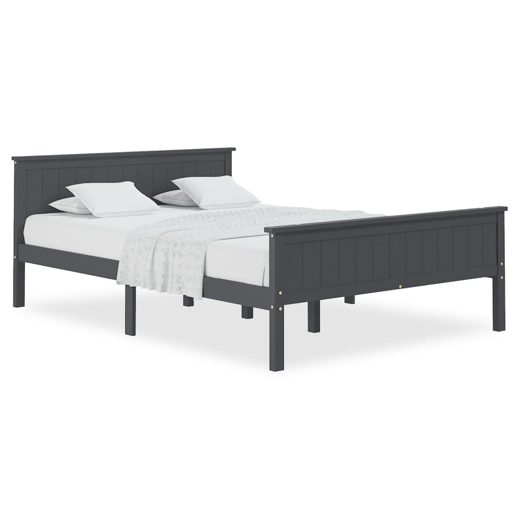 vidaXL Bed Frame Grey Solid Wood Pine 160x200 cm