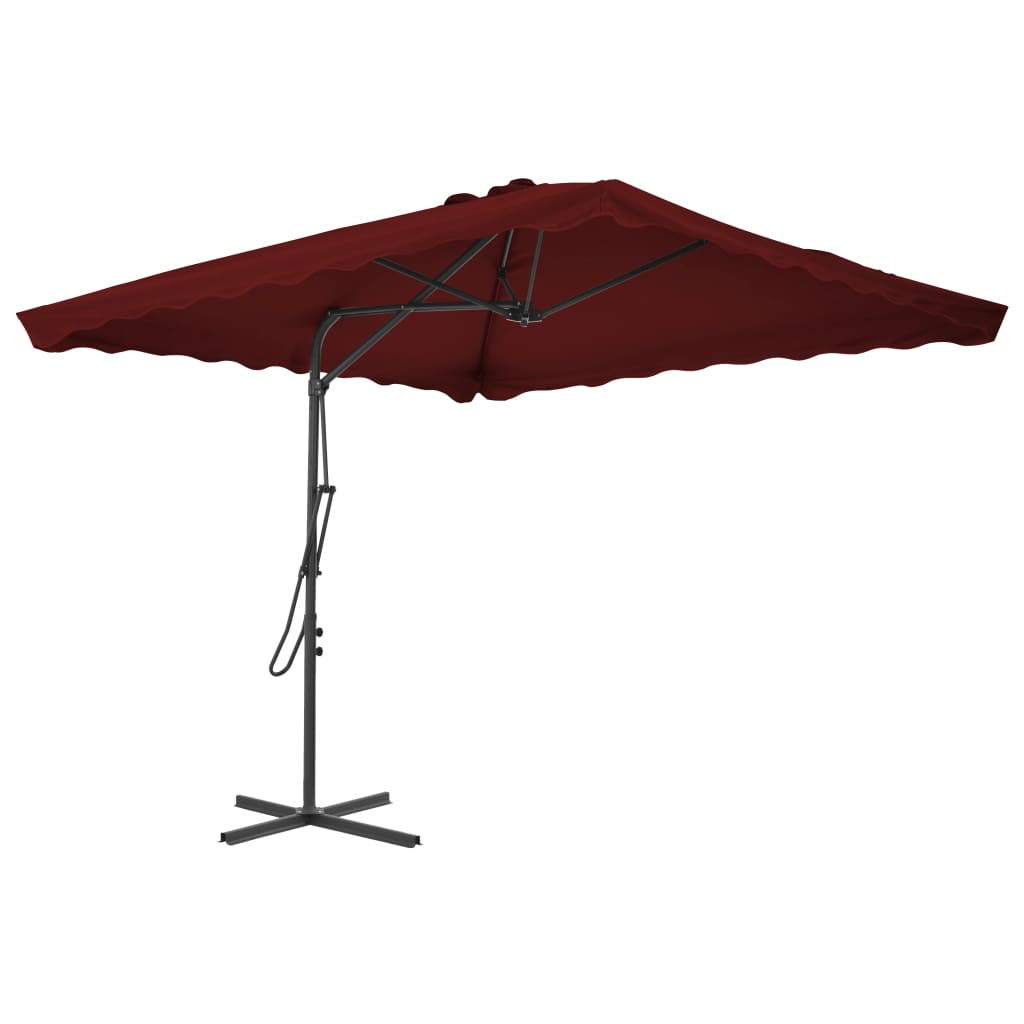 vidaXL Outdoor Parasol with Steel Pole Bordeaux Red 250x250x230 cm