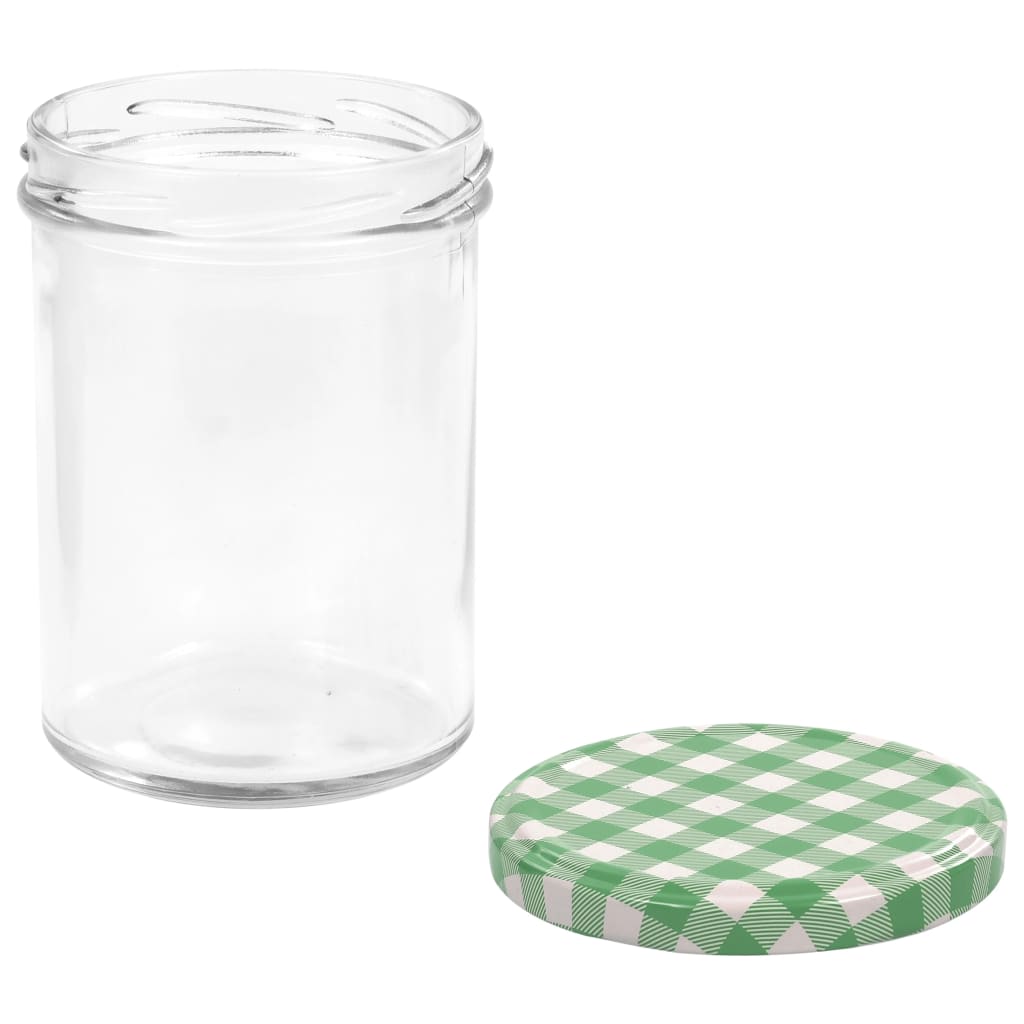 vidaXL Glass Jam Jars with White and Green Lid 48 pcs 400 ml