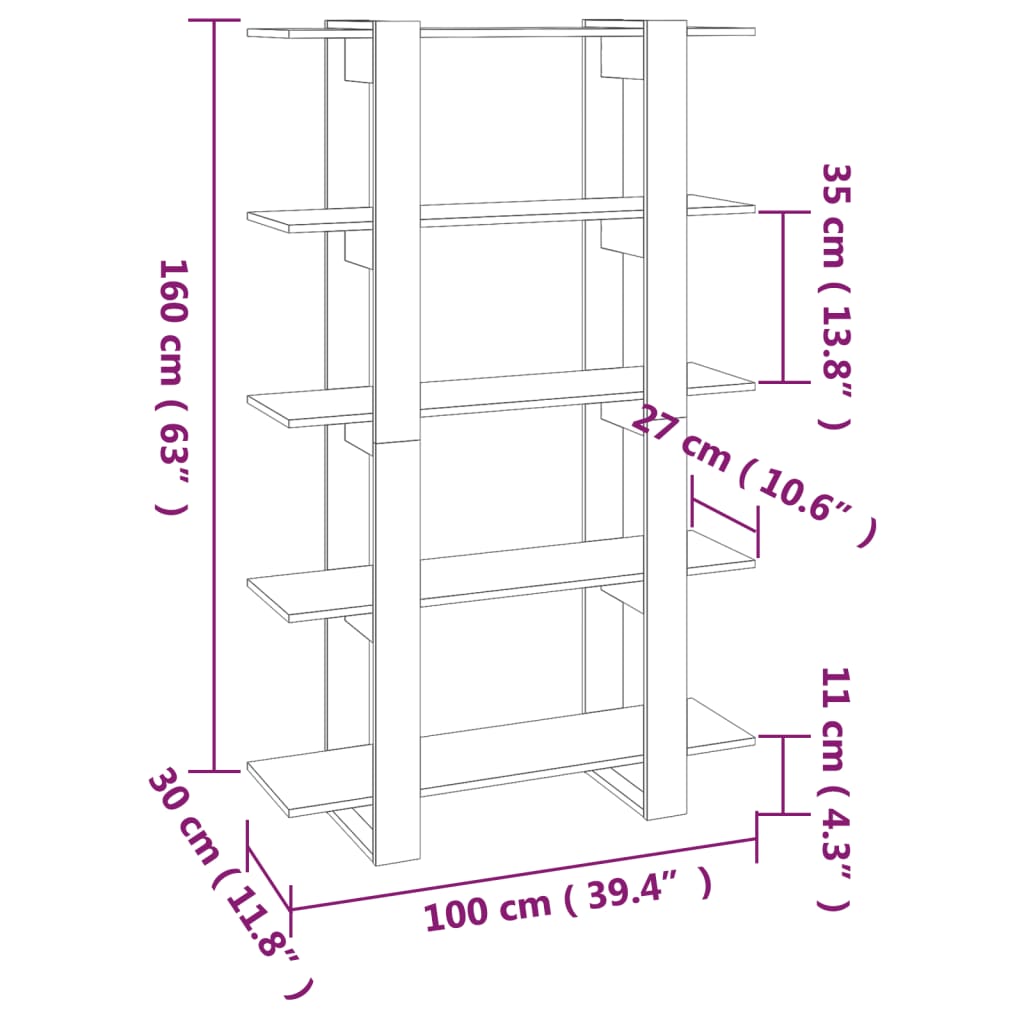 vidaXL Book Cabinet/Room Divider Sonoma Oak 100x30x160 cm