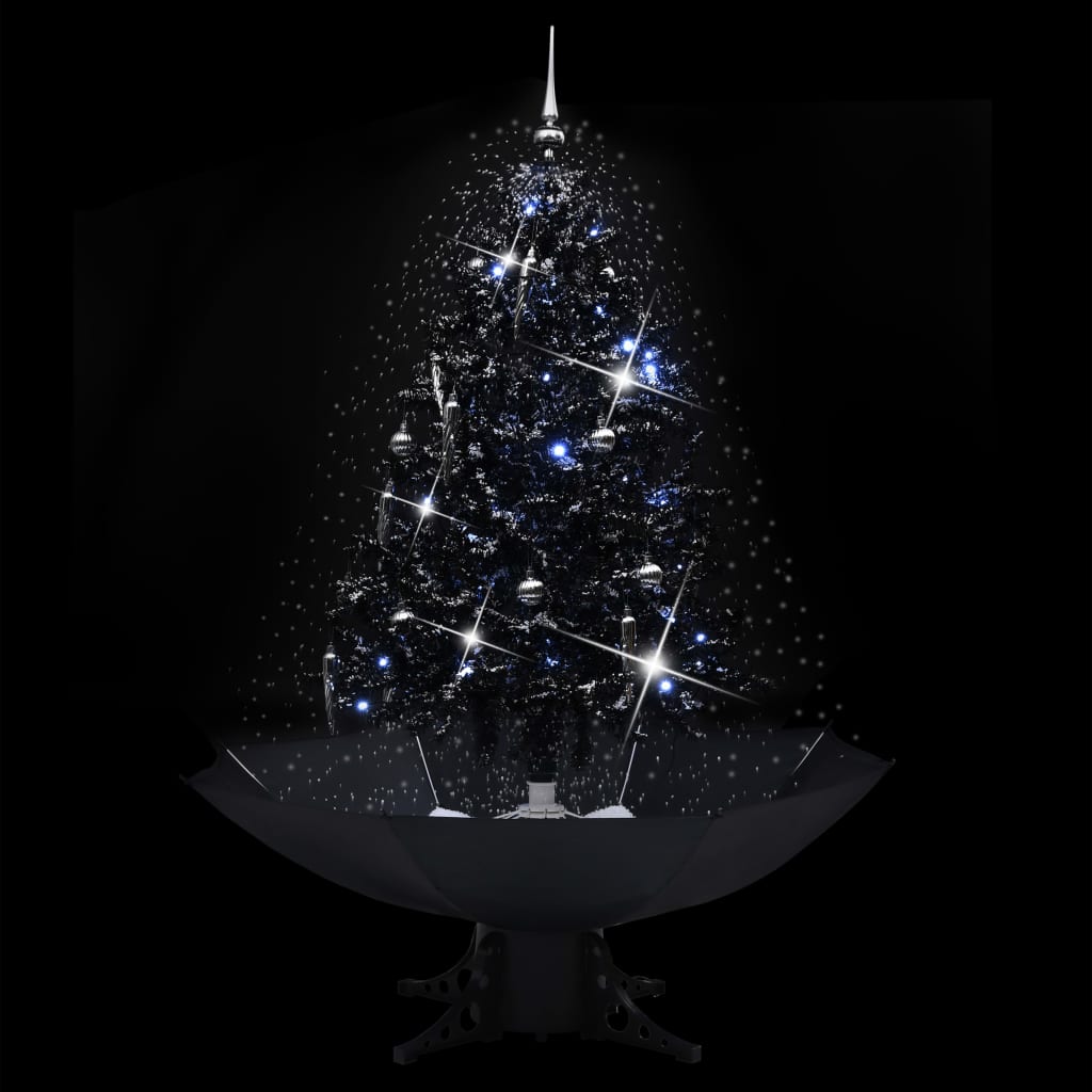 vidaXL Snowing Christmas Tree with Umbrella Base Black 140 cm PVC