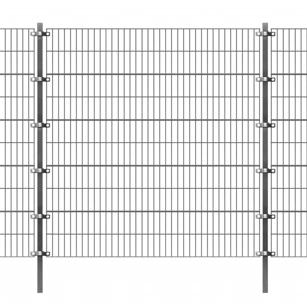 vidaXL Fence Panel with Posts Powder-coated Iron 6x2 m Anthracite