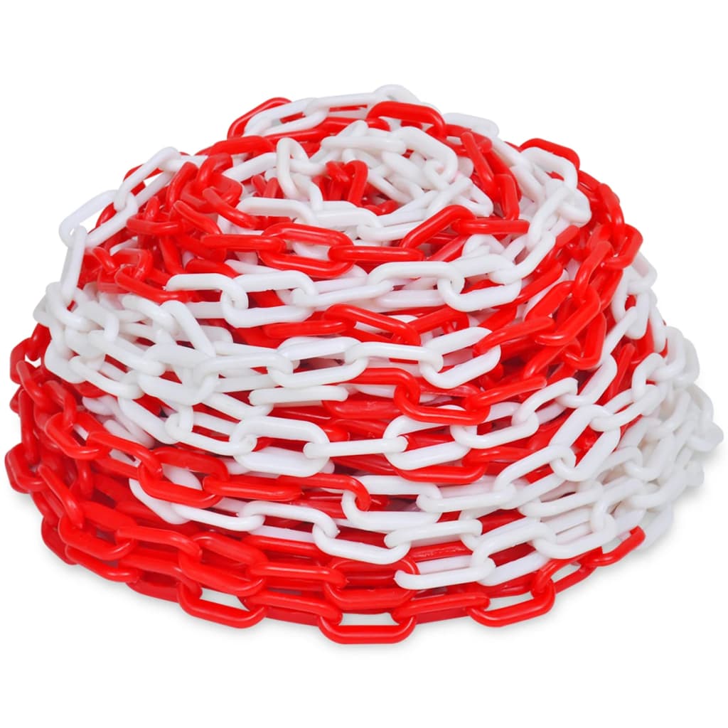 vidaXL Warning Chains 2 pcs Red and White Plastic 30 m