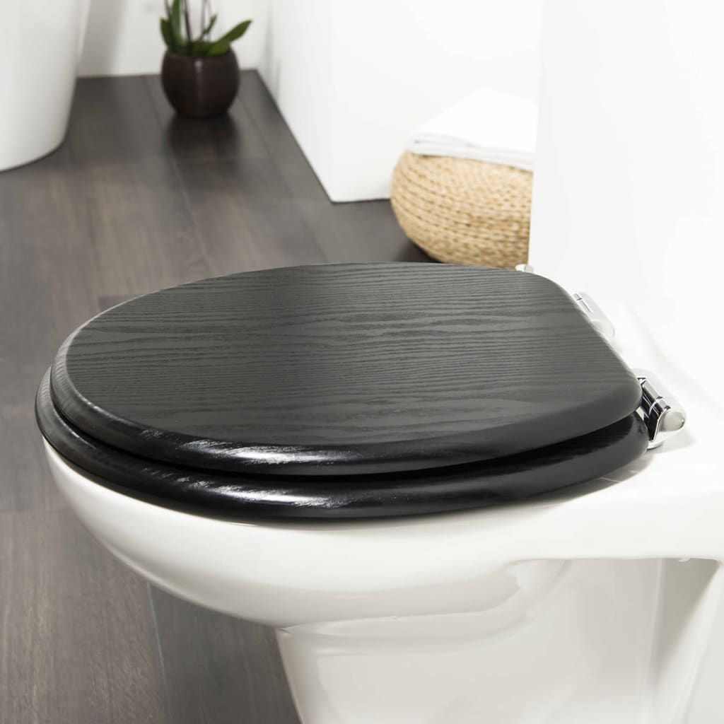 Black 37.5 x 5.5 x 43 cm Tiger Blackwash Toilet Seat MDF 