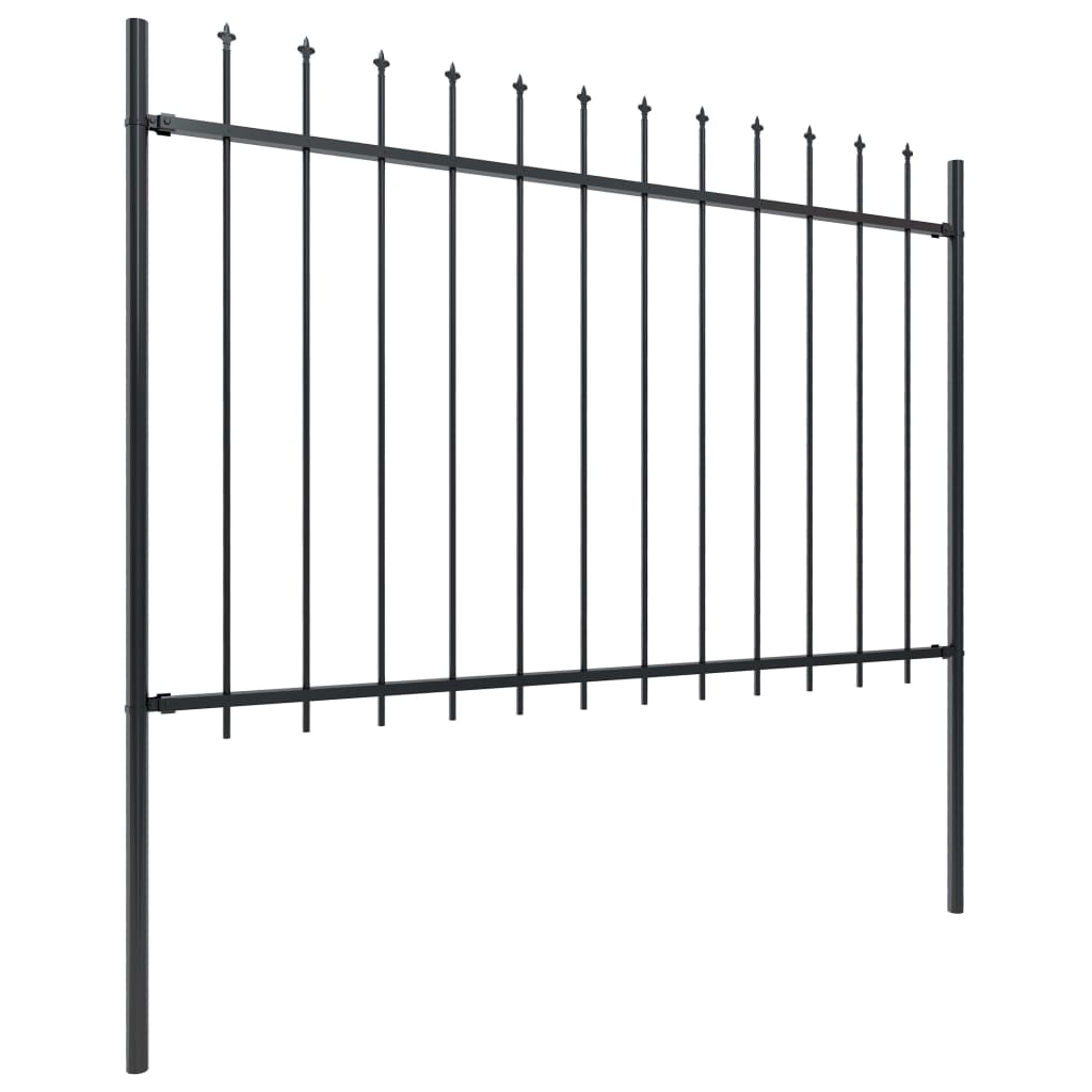 vidaXL Garden Fence with Spear Top Steel 11.9x1.2 m Black