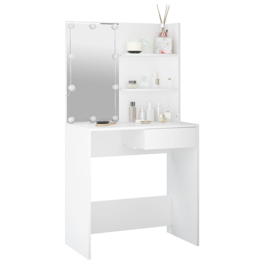 vidaXL Dressing Table with LED White 74.5x40x141 cm
