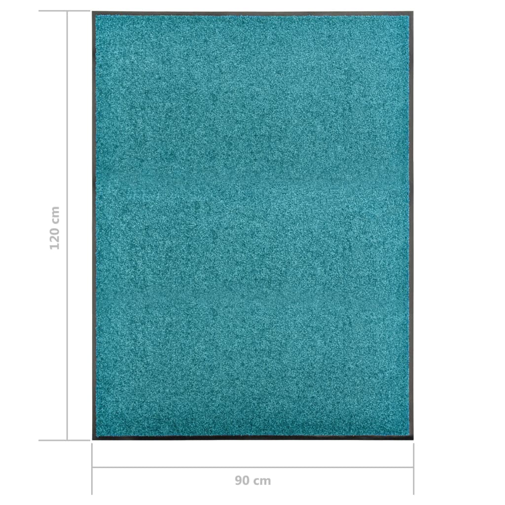 vidaXL Doormat Washable Cyan 90x120 cm