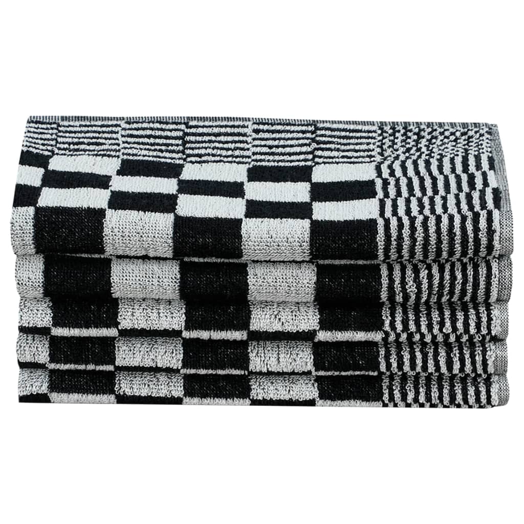 vidaXL 10 Piece Towel Set Black and White Cotton