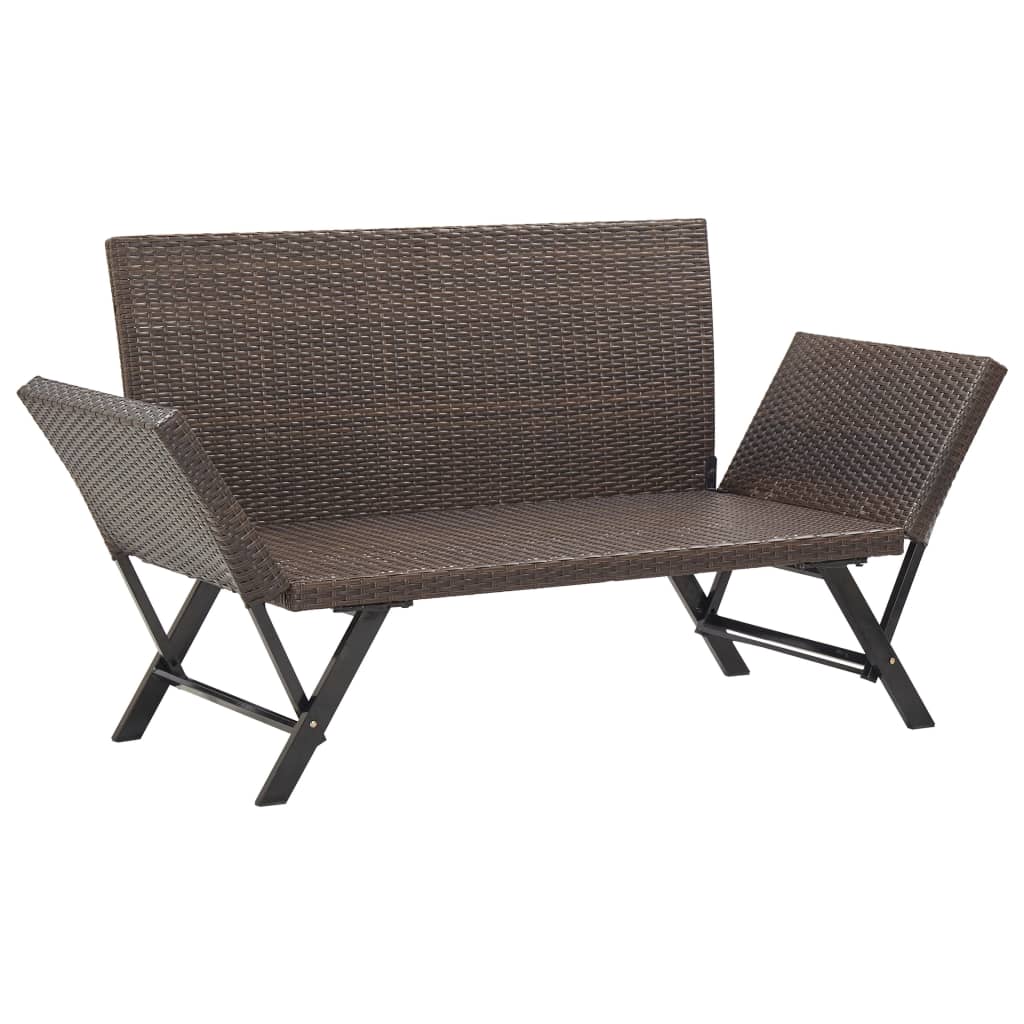 vidaXL Garden Bench with Cushions Brown 176 cm Poly Rattan