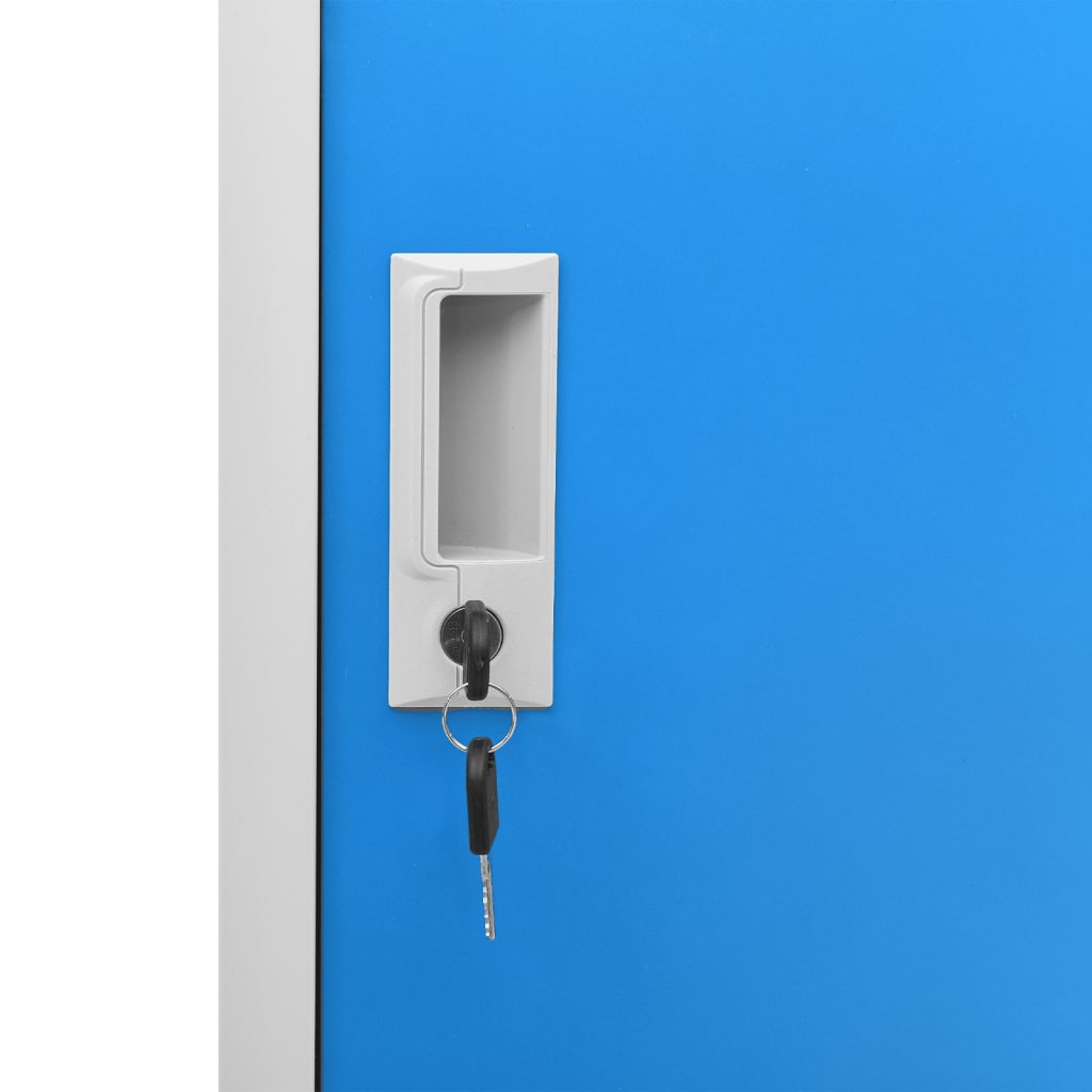 vidaXL Locker Cabinet Light Grey and Blue 90x45x92.5 cm Steel