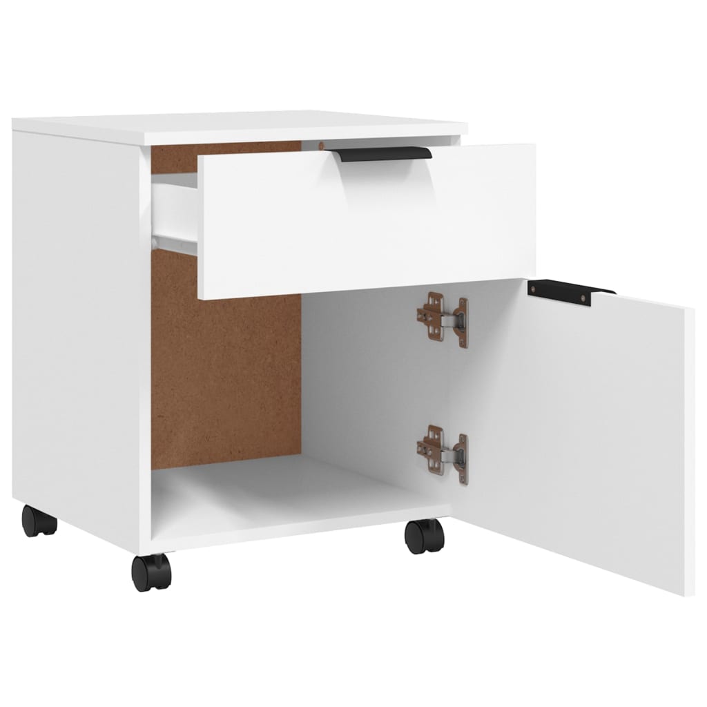 vidaXL Mobile File Cabinet with Wheels White 45x38x54 cm Engineered Wood