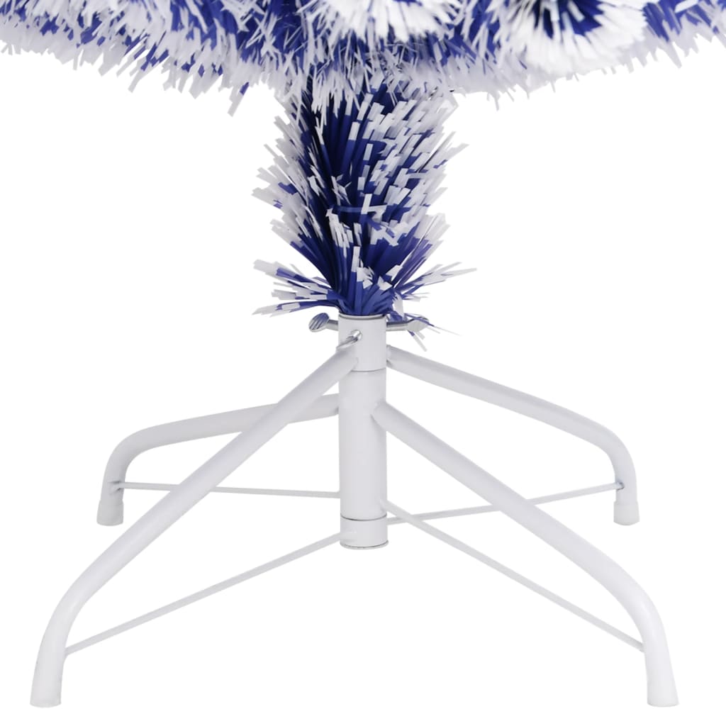 vidaXL Artificial Pre-lit Christmas Tree White&Blue 180 cm Fibre Optic