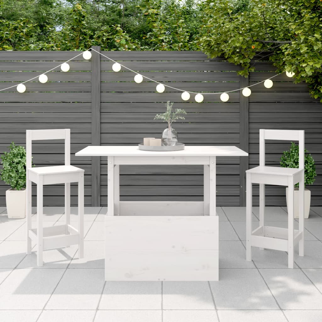 vidaXL Garden Table White 100x50x75 cm Solid Wood Pine