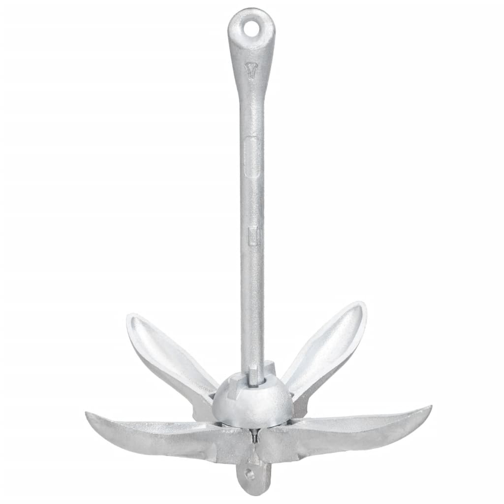 vidaXL Folding Anchor with Rope Silver 8 kg Malleable Iron