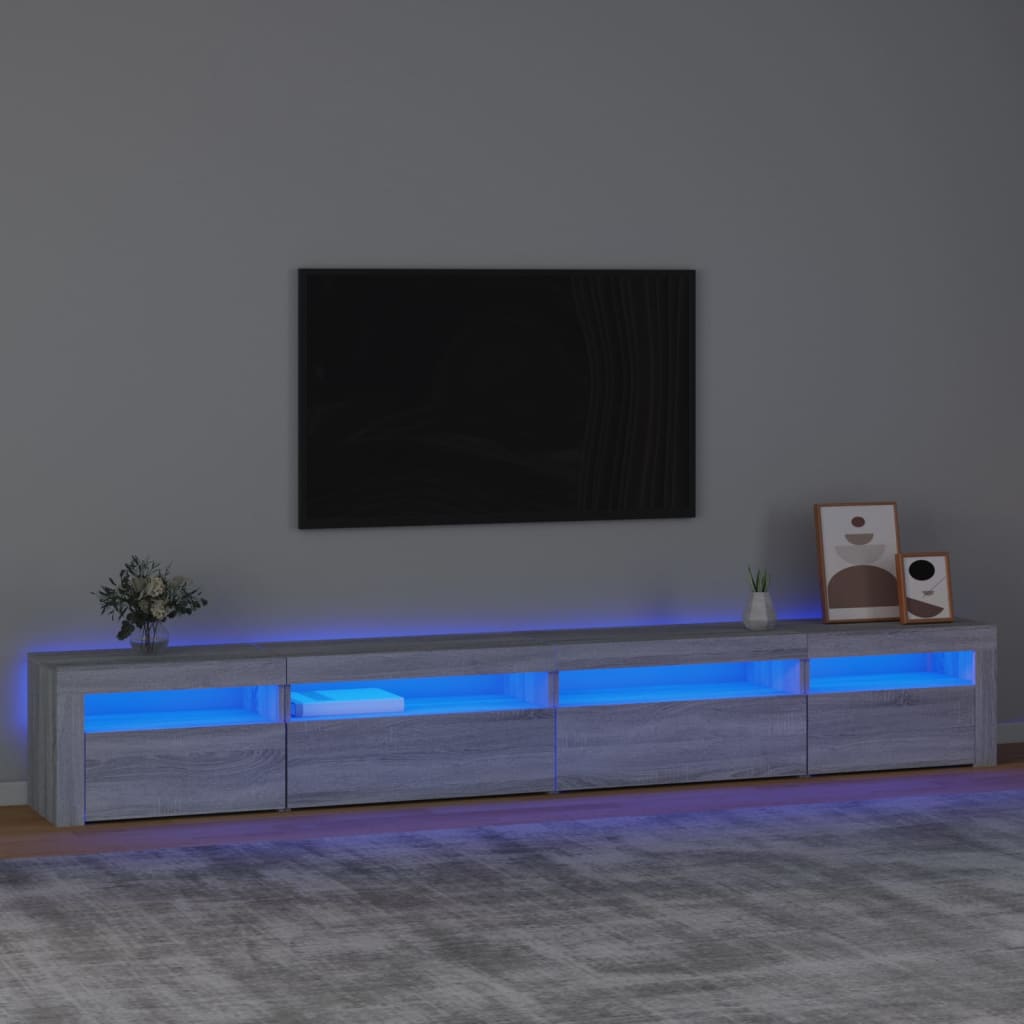 vidaXL TV Cabinet with LED Lights Grey Sonoma 270x35x40 cm