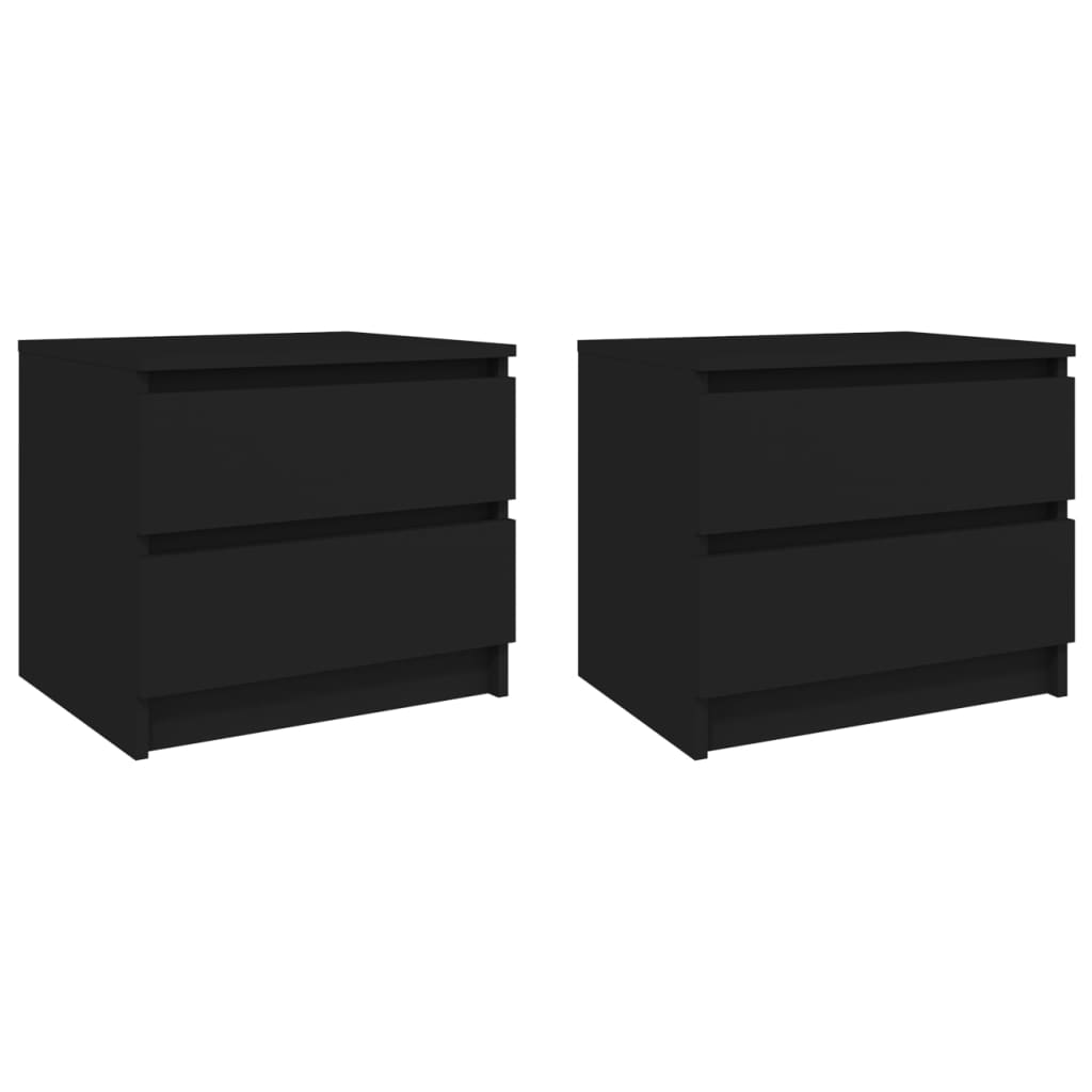 vidaXL Bed Cabinets 2 pcs Black 50x39x43.5 cm Engineered Wood
