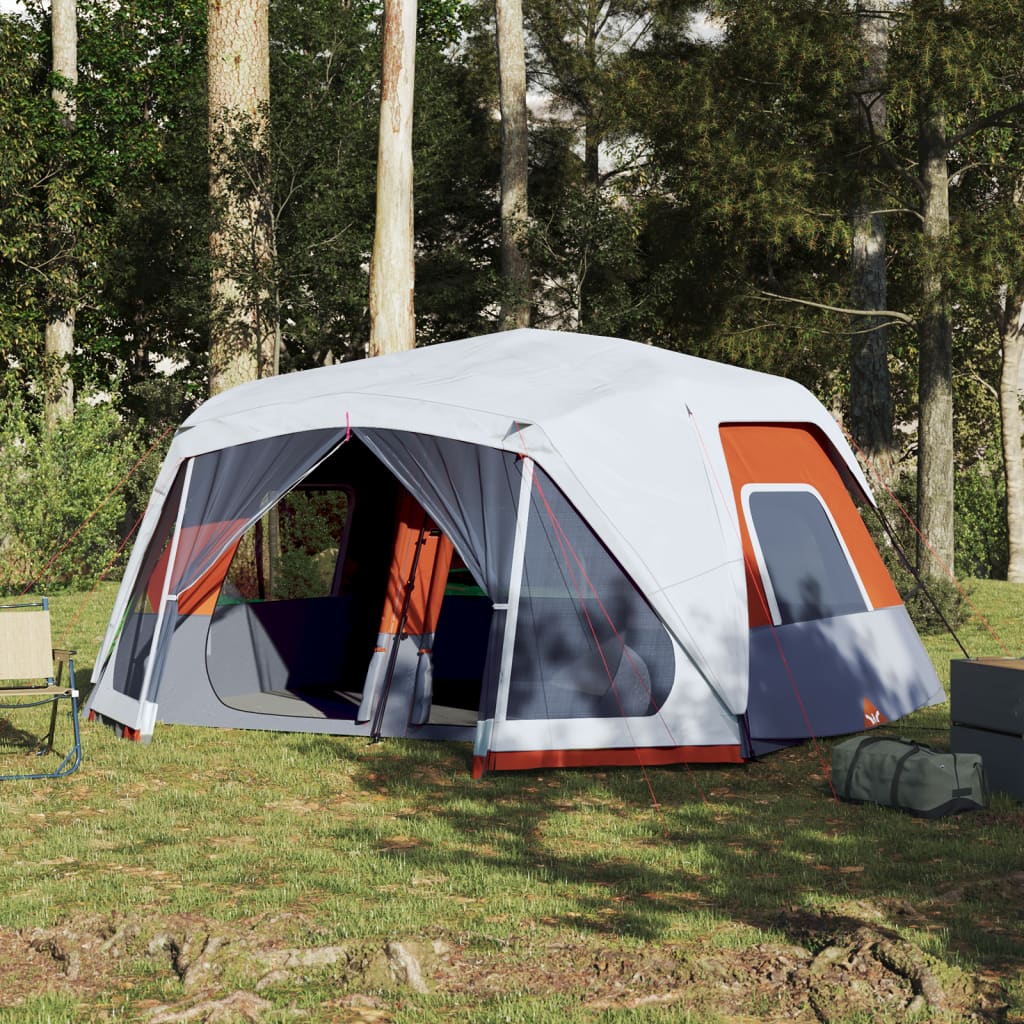 vidaXL Family Tent with LED 10-Person Light Grey and Orange Quick Release
