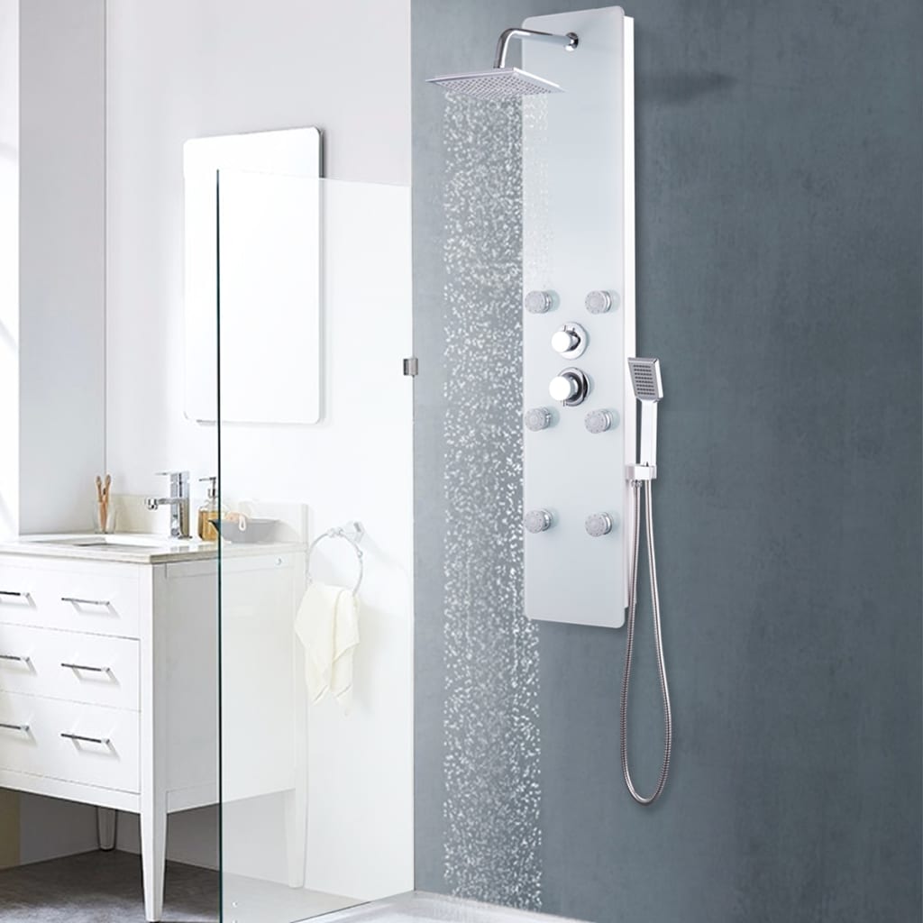 vidaXL Shower Panel Unit Glass 25x44.6x130 cm White