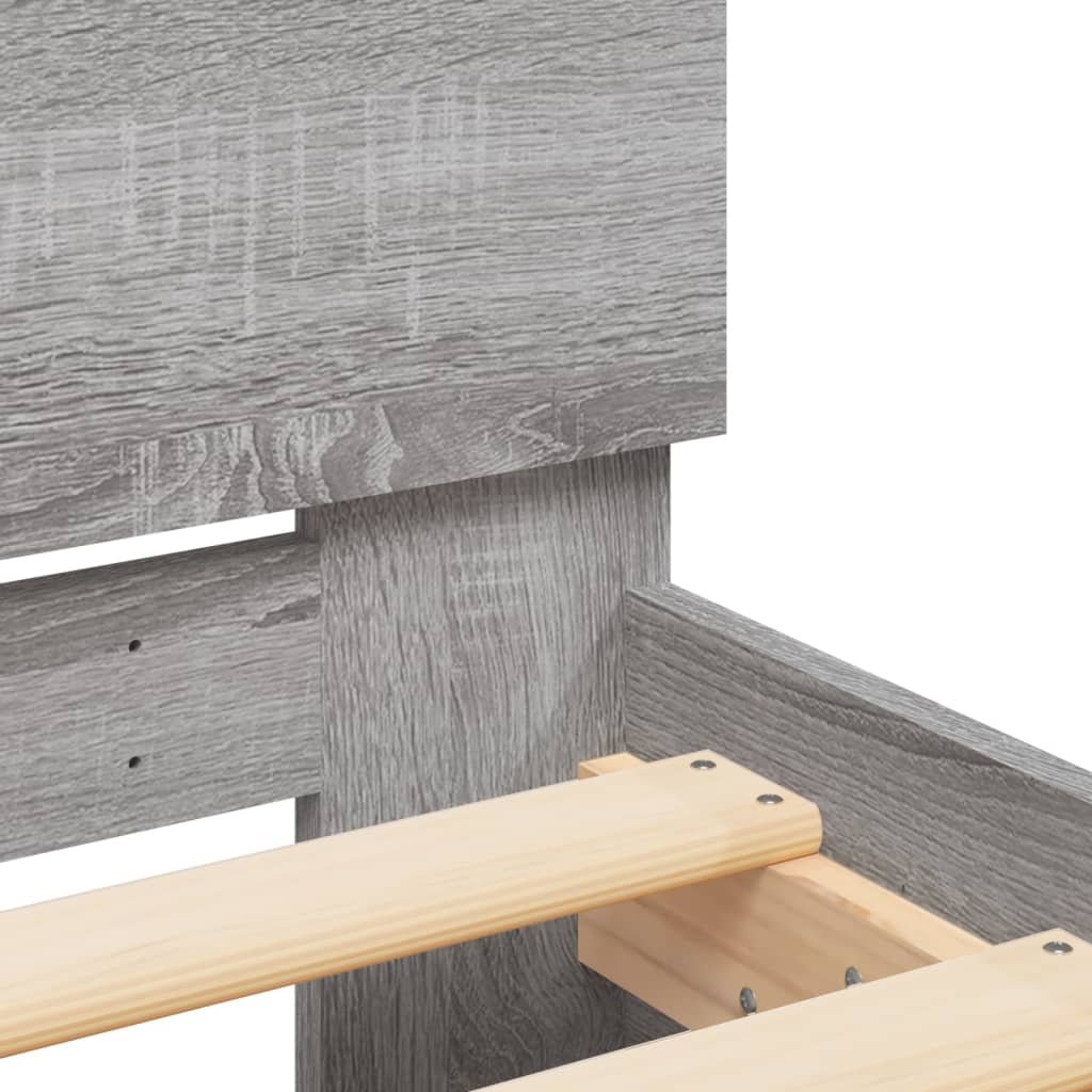 vidaXL Bed Frame with Headboard Grey Sonoma 75x190 cm Small Single Engineered wood