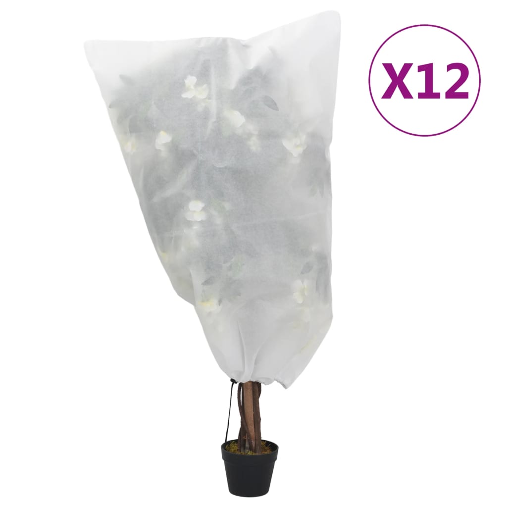 vidaXL Plant Fleece Covers with Drawstring 12 pcs 70 g/m² 0.8x0.8 m