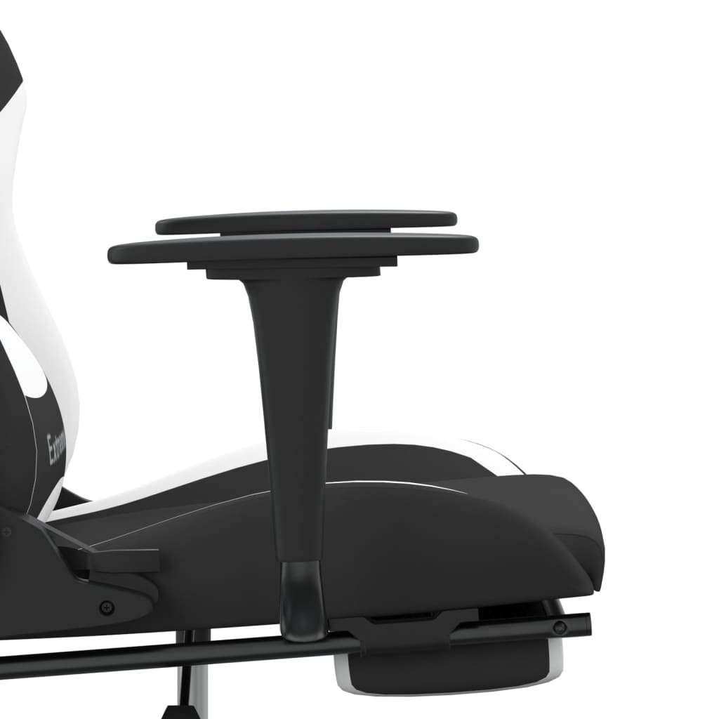 vidaXL Swivel Gaming Chair with Footrest Black and White Fabric