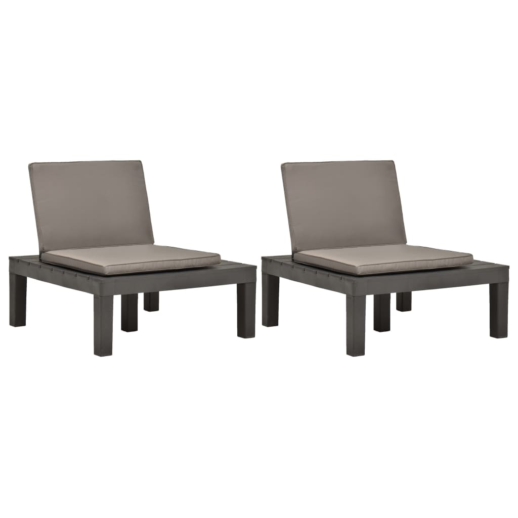 vidaXL Garden Lounge Chairs with Cushions 2 pcs Plastic Anthracite