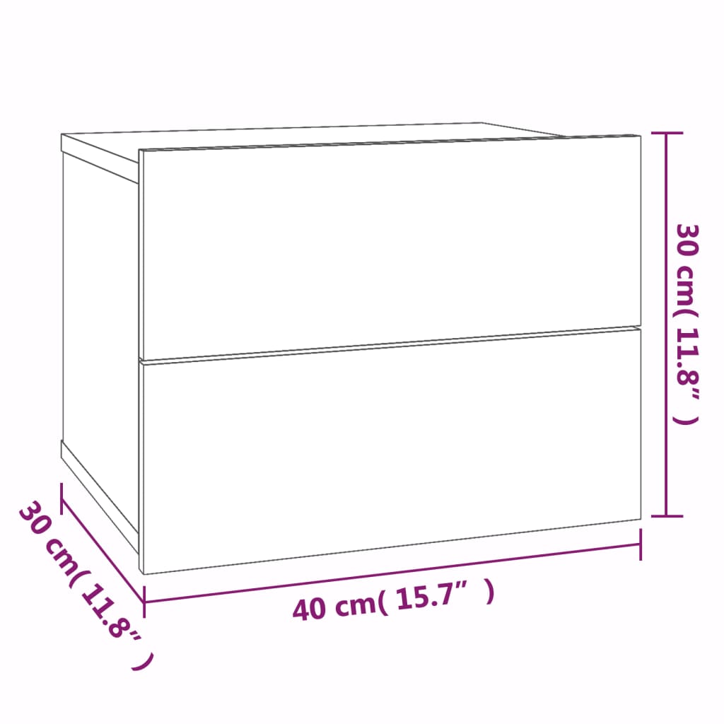 vidaXL Bedside Cabinets Grey Sonoma 40x30x30 cm Engineered Wood