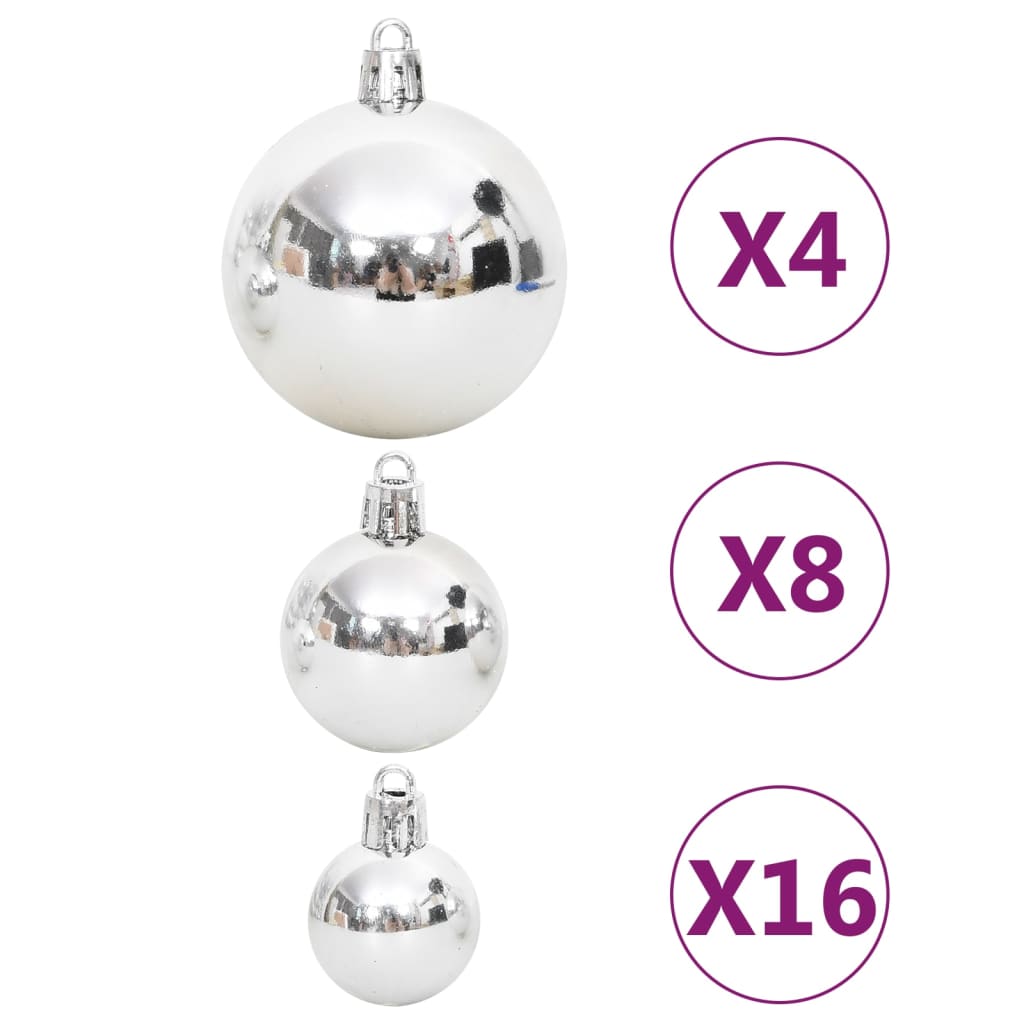 vidaXL 108 Piece Christmas Bauble Set Silver and White