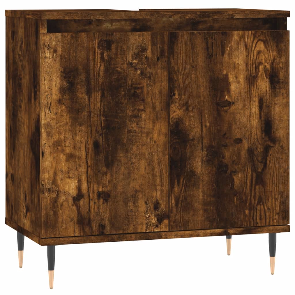 vidaXL Bathroom Cabinet Smoked Oak 58x33x60 cm Engineered Wood