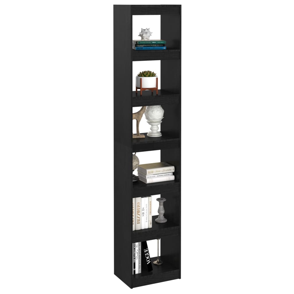 vidaXL Book Cabinet/Room Divider Black 40x30x199 cm Solid Pinewood