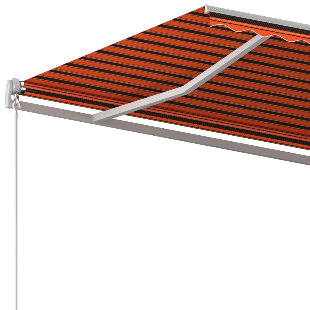 vidaXL Automatic Retractable Awning with Posts 4x3 m Orange&Brown
