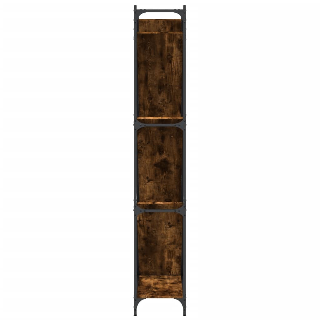 vidaXL Bookcase Smoked Oak 79x30x180 cm Engineered Wood and Metal