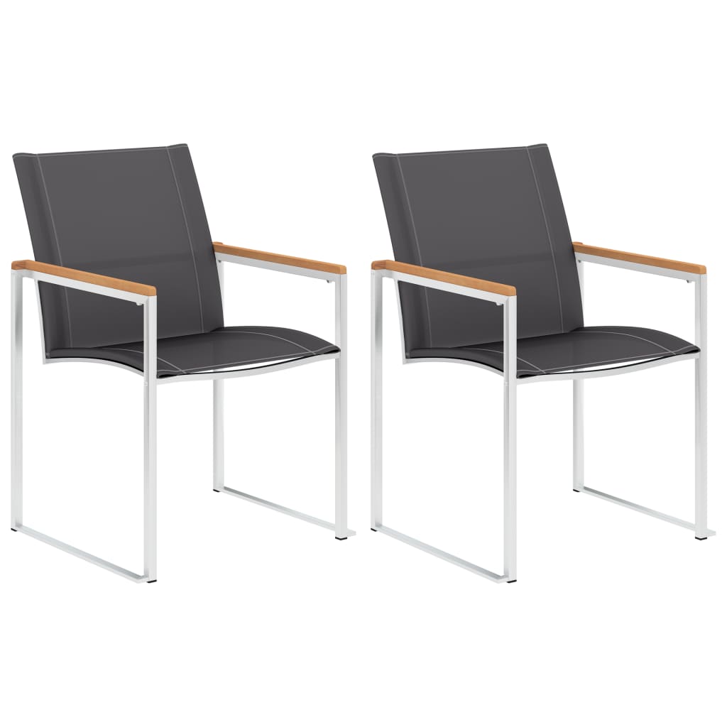 vidaXL Garden Chairs 2 pcs Textilene and Stainless Steel Grey
