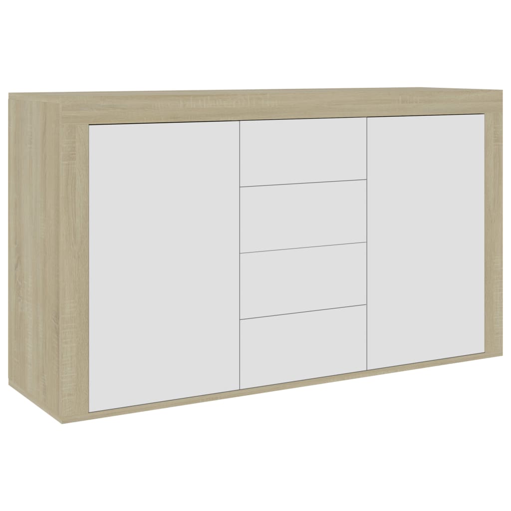 vidaXL Sideboard White and Sonoma Oak 120x36x69 cm Engineered Wood