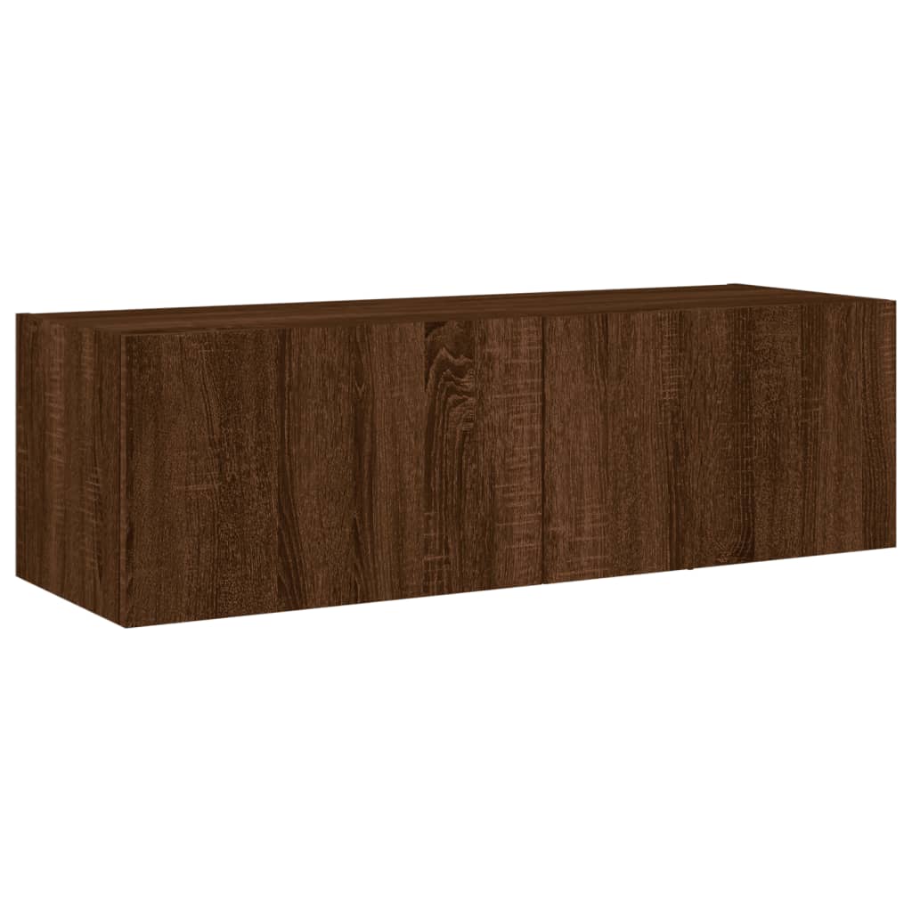 vidaXL 5 Piece TV Wall Cabinets with LED Lights Brown Oak