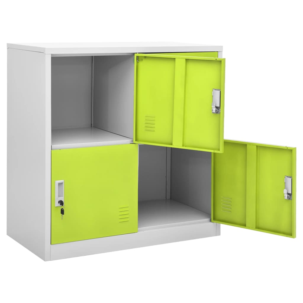 vidaXL Locker Cabinet Light Grey and Green 90x45x92.5 cm Steel