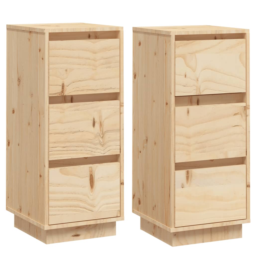 vidaXL Sideboards 2 pcs 32x34x75 cm Solid Wood Pine
