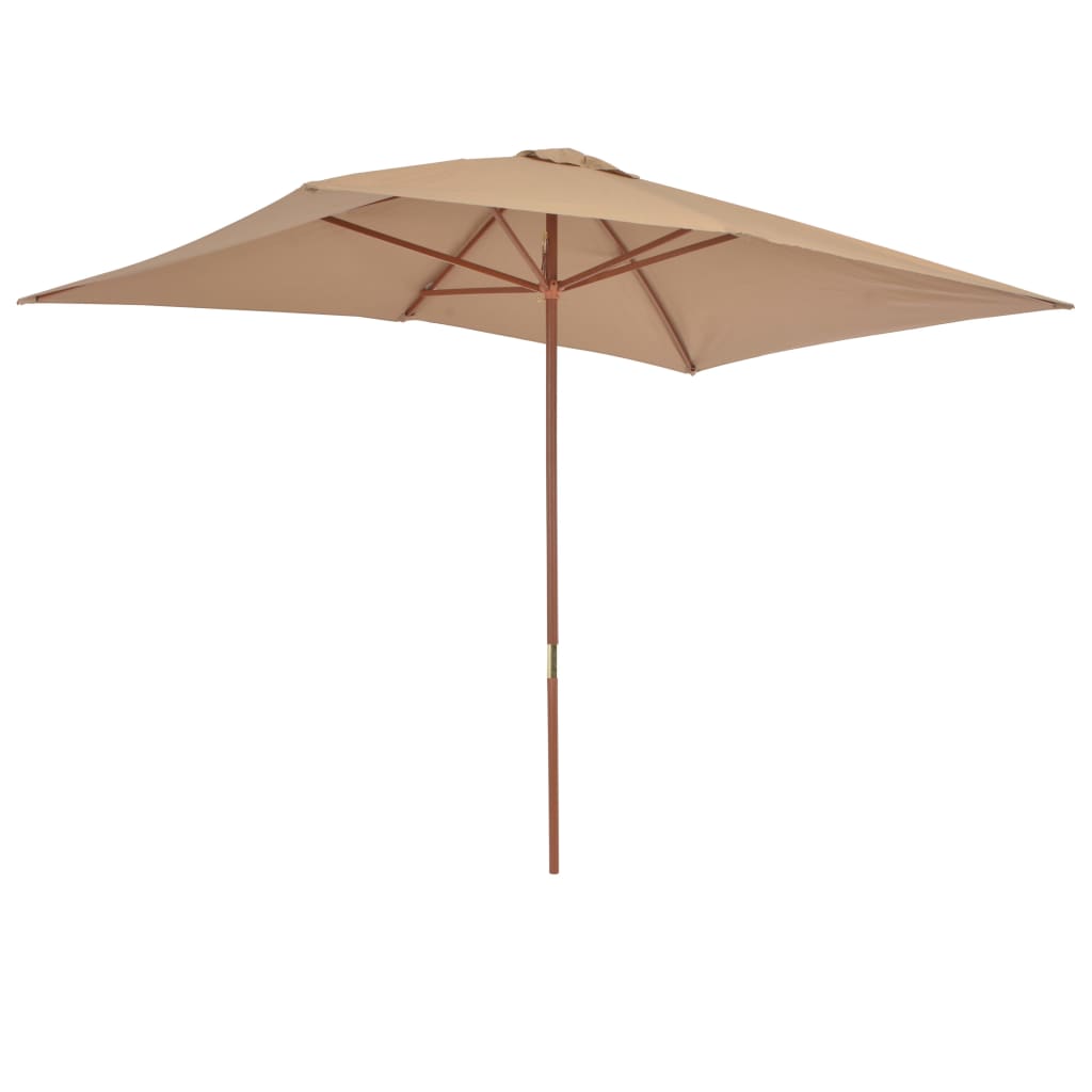 vidaXL Outdoor Parasol with Wooden Pole 200x300 cm Taupe