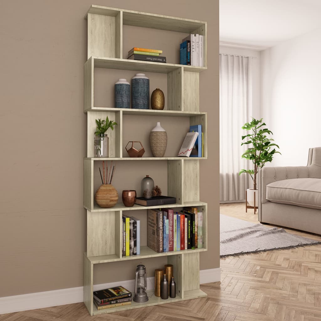vidaXL Book Cabinet/Room Divider Sonoma Oak 80x24x192 cm Engineered Wood
