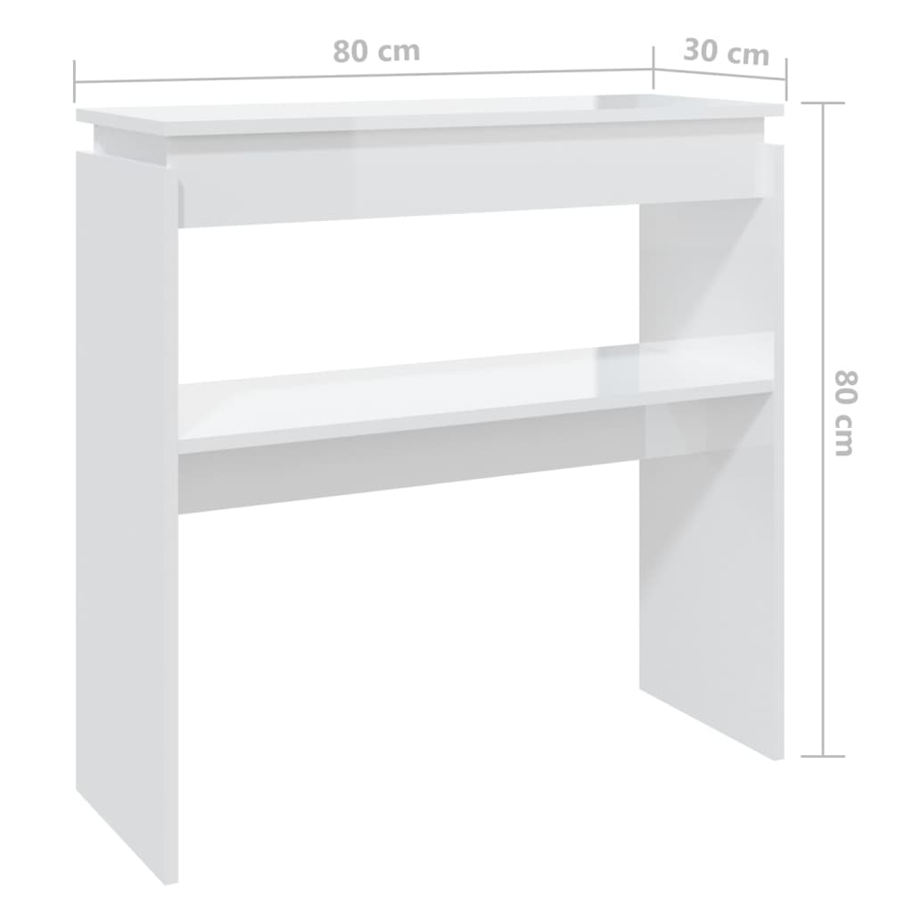 vidaXL Console Table High Gloss White 80x30x80 cm Engineered Wood