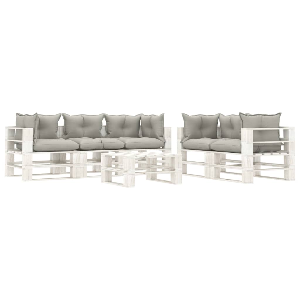 vidaXL 6 Piece Garden Pallets Lounge Set with Taupe Cushions Wood