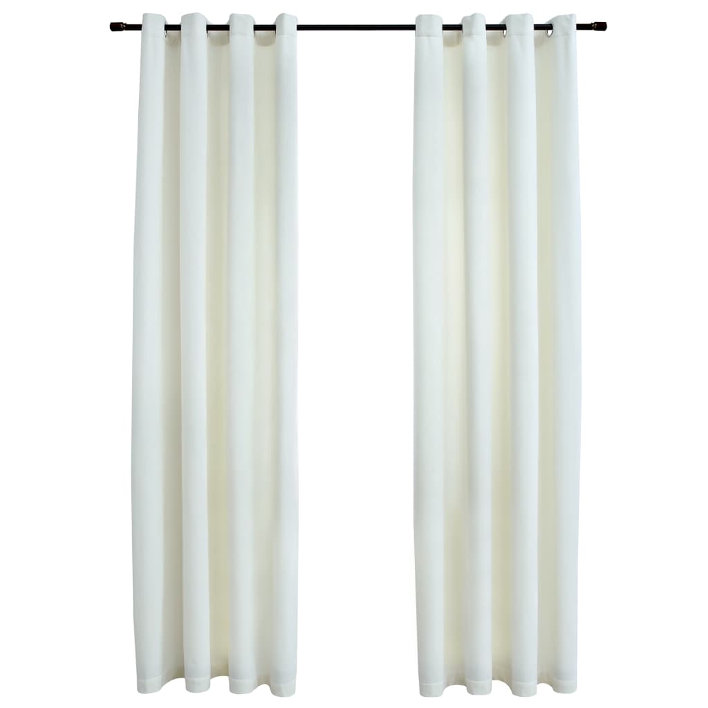 vidaXL Blackout Curtains with Rings 2 pcs Velvet Cream 140x225 cm