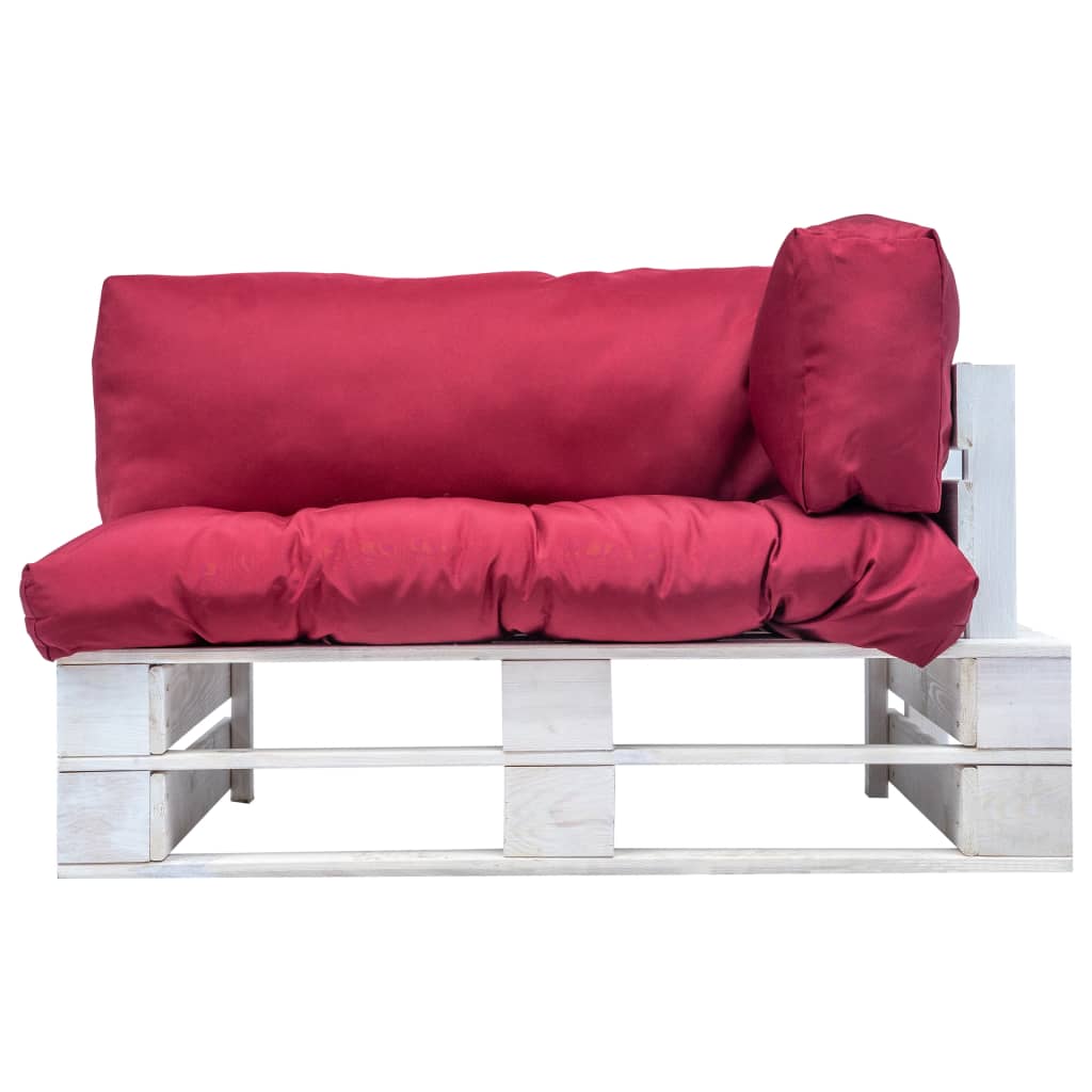 vidaXL Garden Pallet Sofa with Red Cushions Pinewood