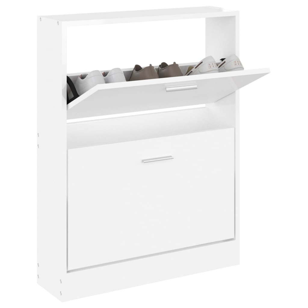 vidaXL Shoe Cabinet High Gloss White 59x17x81 cm Engineered Wood
