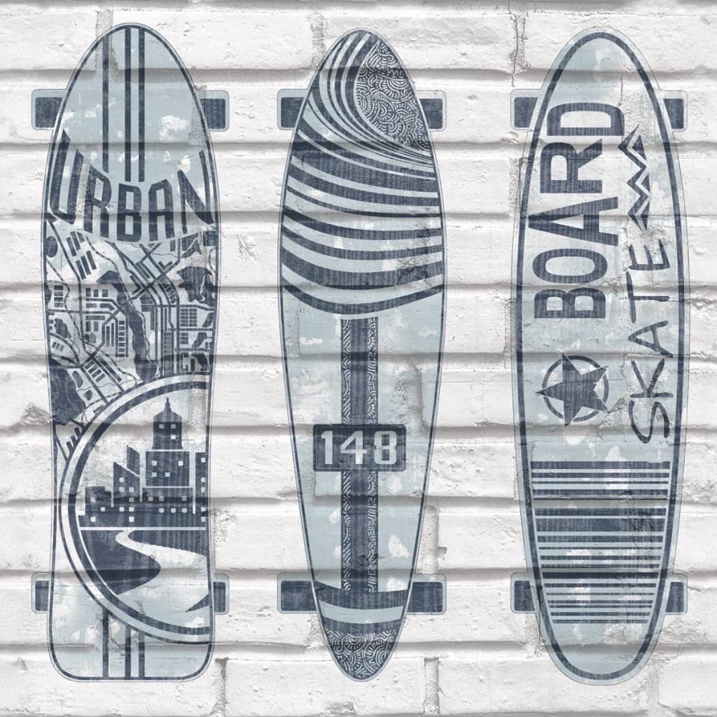 Noordwand Urban Friends & Coffee Wallpaper Surfboards Blue and White