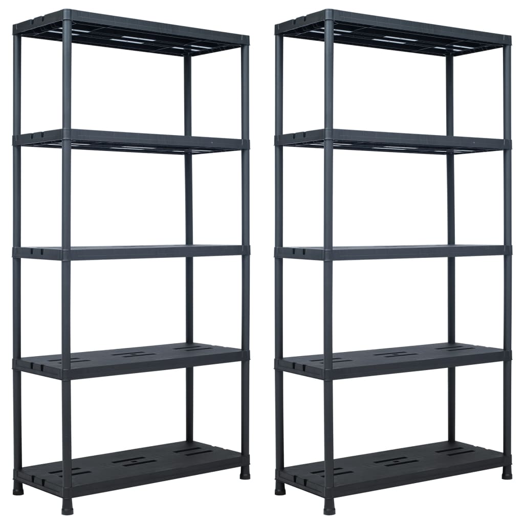 vidaXL Storage Shelf Racks 2 pcs Black 260 kg 90x40x180 cm Plastic