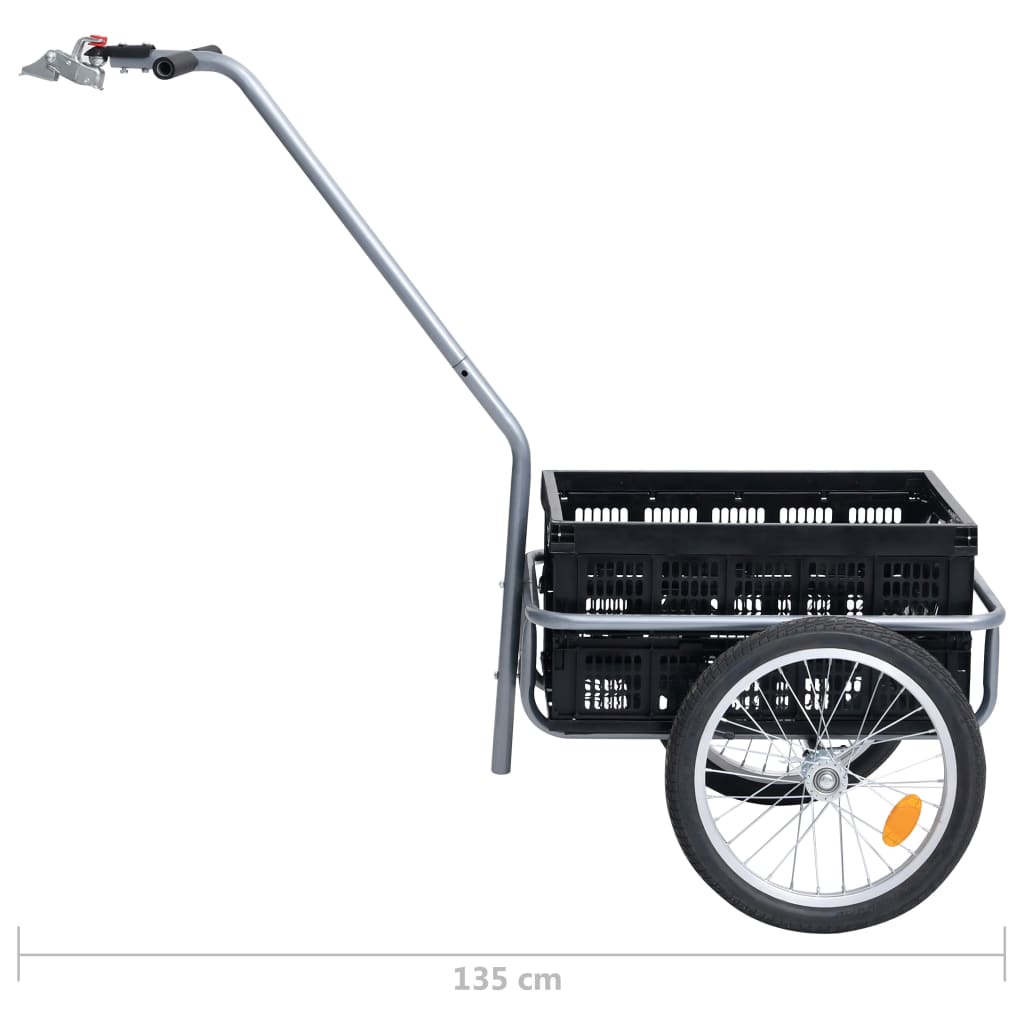 vidaXL Bike Trailer with 50 L Foldable Transportbox Black 60 kg