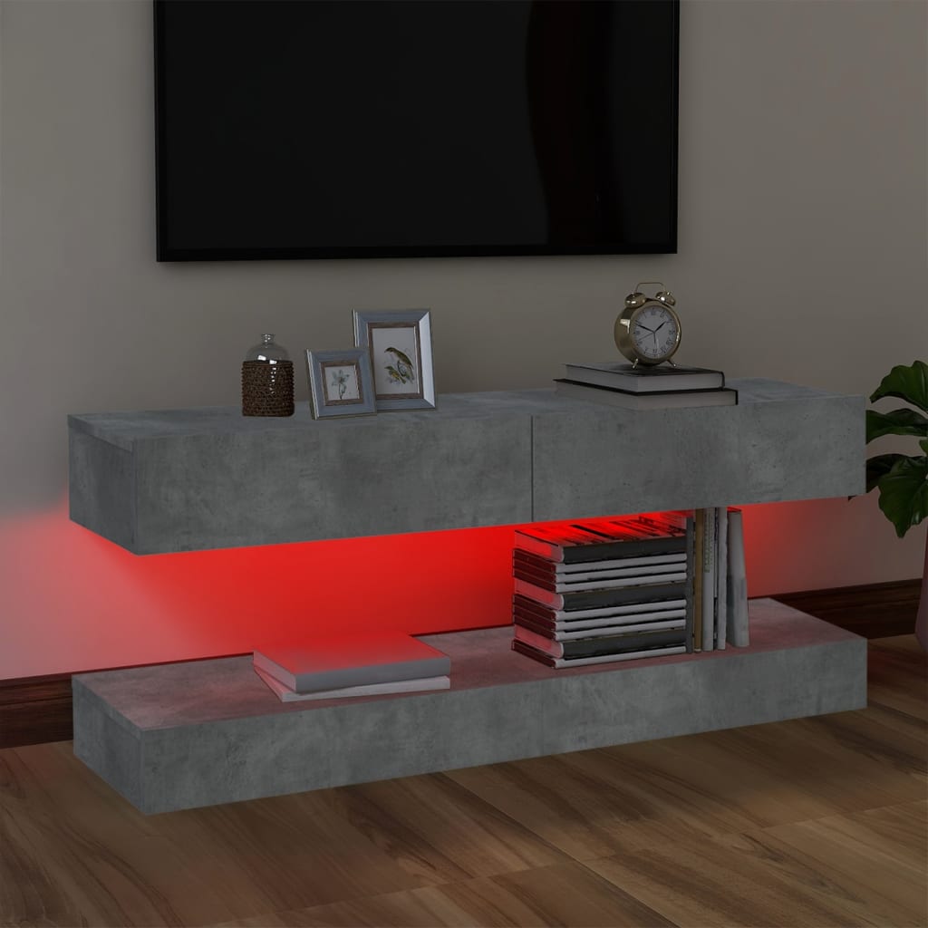 vidaXL TV Cabinets with LED Lights 2 pcs Concrete Grey 60x35 cm