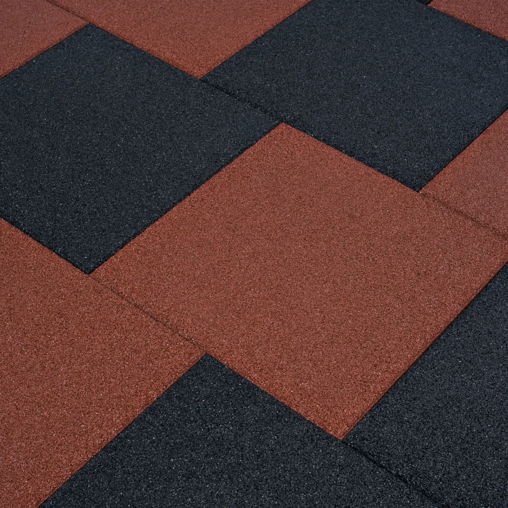 vidaXL Fall Protection Tiles 12 pcs Rubber 50x50x3 cm Red