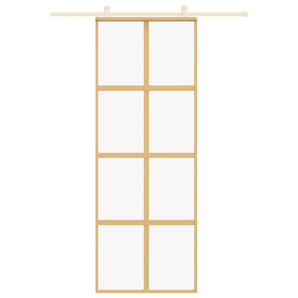 vidaXL Sliding Door Gold 76x205 cm Clear ESG Glass and Aluminium ...